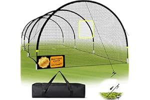 IDEATRY Baseball Batting Cages for Backyard - 22FT/30FTx 12FTx 8FT Portable Practice Softball Cage Net and Frame with Pitching Machine Hole, 12.7MM Fibreglass Poles and Carry Bag