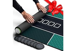 Newverest Poker Table Top 70" x 35", Texas Hold'em Poker Mat for Home Game Nights Up to 10 Players, Blackjack, Casino | Poker Topper for Tables in Zipper Storage Bag with 8 Coasters in Gift-Ready Box