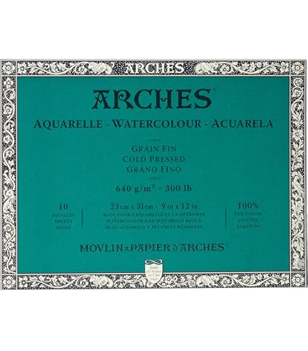 Arches Aquarelle 100 Thick 300g Gluing Pad 4L 31x41 20 Sheets Natural White - View #4