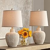 360 Lighting Romeo 23 1/2" High Jar Small Farmhouse Rustic Natural Cottage Coastal Accent Table Lamps Set of 2 Beige Distress