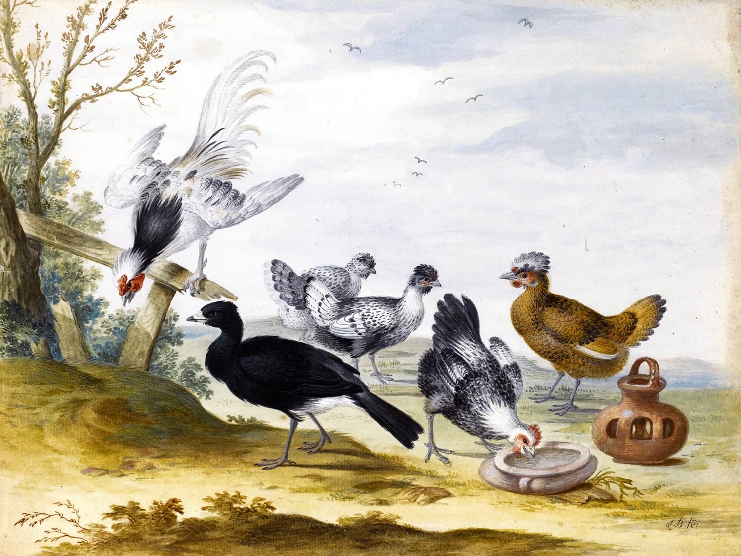 POULTRY rooster chicken farm J. Bronckhorst Tile Mural Backsplash Marble Ceramic