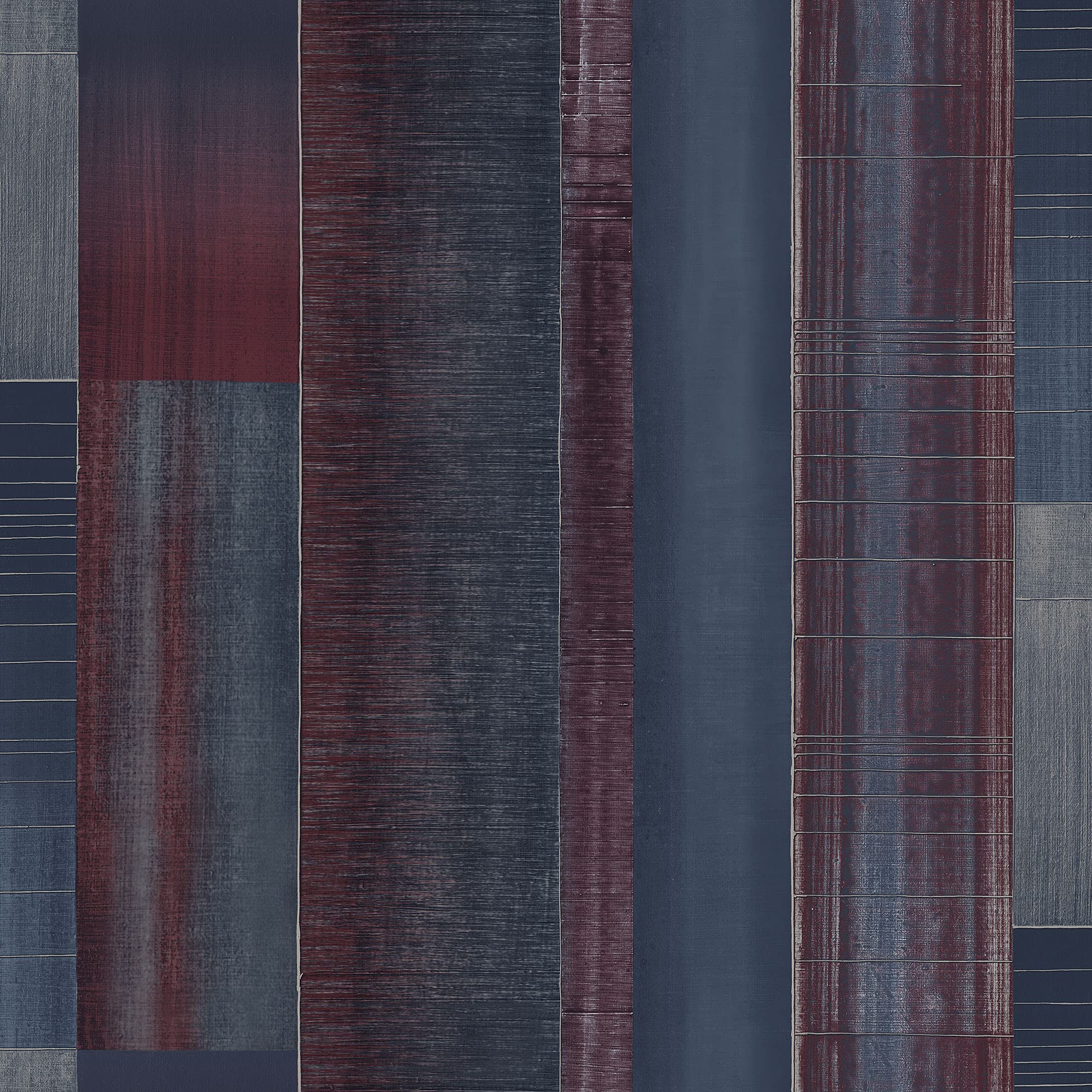 Galerie G56573 TexStyle Collection, Agen Stripe Wallpaper, Navy/Purple, 10m x 53cm