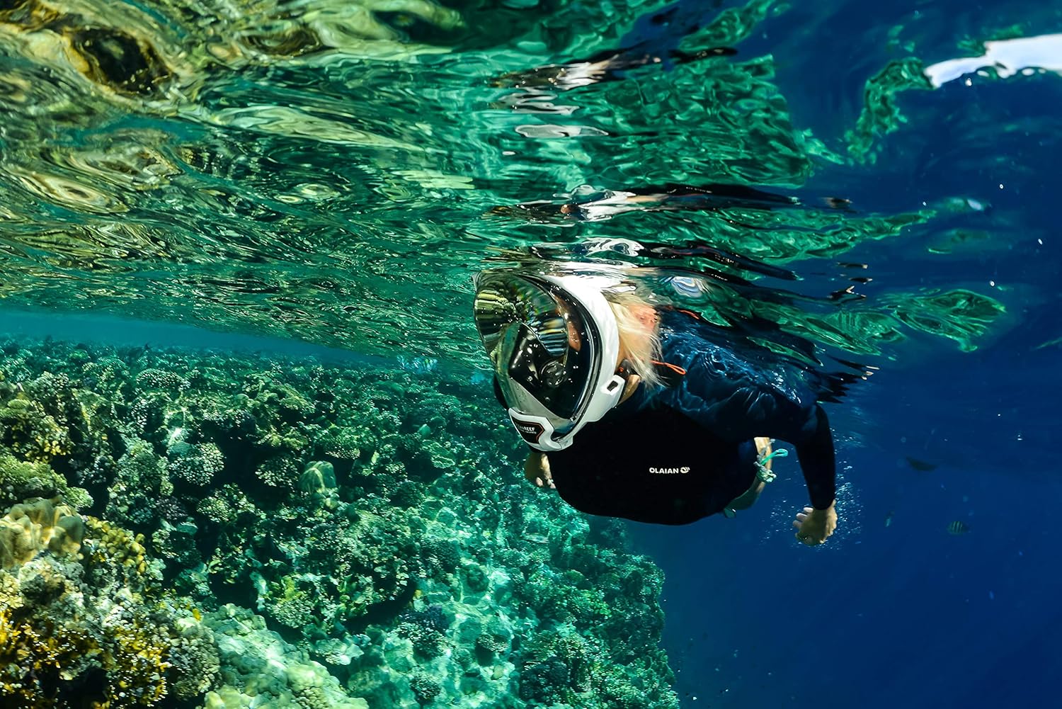 OCEAN REEF - Aria QR + Quick Release Snorkeling Mask - Full Face Snorkeling Mask - 180 Degree Underwater Vision - 5 Different Colors and 3 Sizes : Sports & Outdoors