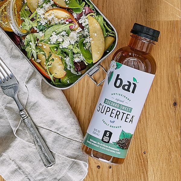 BAI ICED TEA, SOCORRO SWEET, ANTIOXIDANT INFUSED SUPERTEA, CRAFTED WITH REAL TEA (BLACK TEA, WHITE TEA), 18 FLUID OUNCE BOTTLES, 12 COUNT (PACK OF 1)