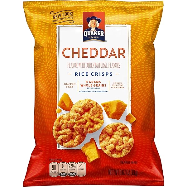 QUAKER QUAKES CHEDDAR CHEESE MINIS RICE SNACKS, 0.67 OZ. BAG
