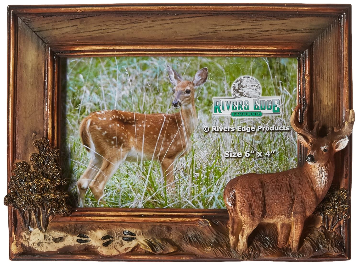 River's Edge Deer Frame 4 x 6 " Photo Hunting Picture Wildlife Rustic