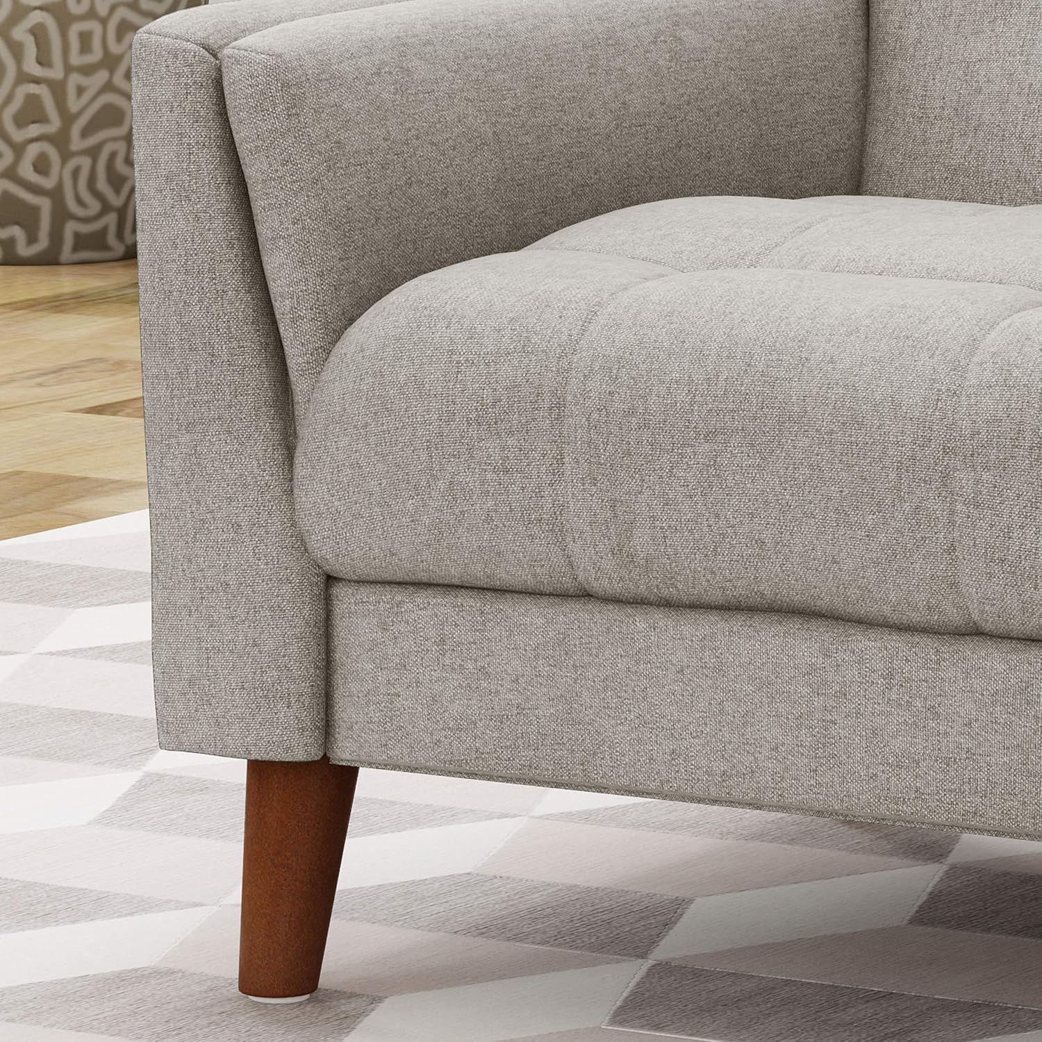 Christopher Knight Home Evelyn Mid Century Modern Fabric Arm Chair, Beige & Walnut (305538): Furniture & Decor