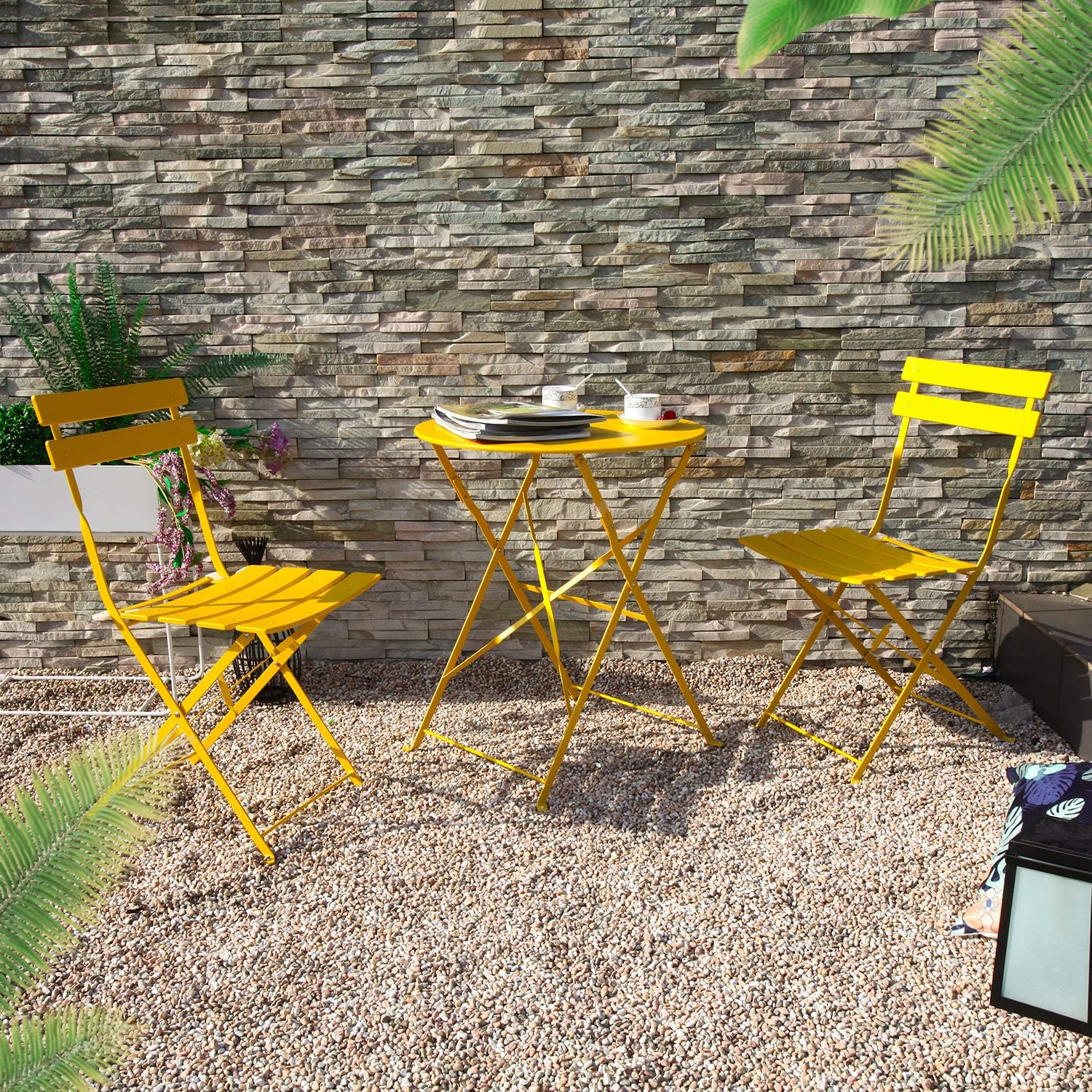 Grand Patio 3 Piece Bistro Set Blue Indoor Outdoor Furniture Set Weather Resistant Folding Table And Chairs Patio Lawn Garden Patio Furniture Accessories