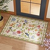 Vowkten Door Mat Indoor Entrance 2x3 Rug Machine Washable Floral Bird Magpies Animal Small Area Rug Non-Slip Low Pile Throw R