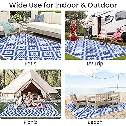 Smiry Waterproof Outdoor Rug 9x12 ft, Reversible