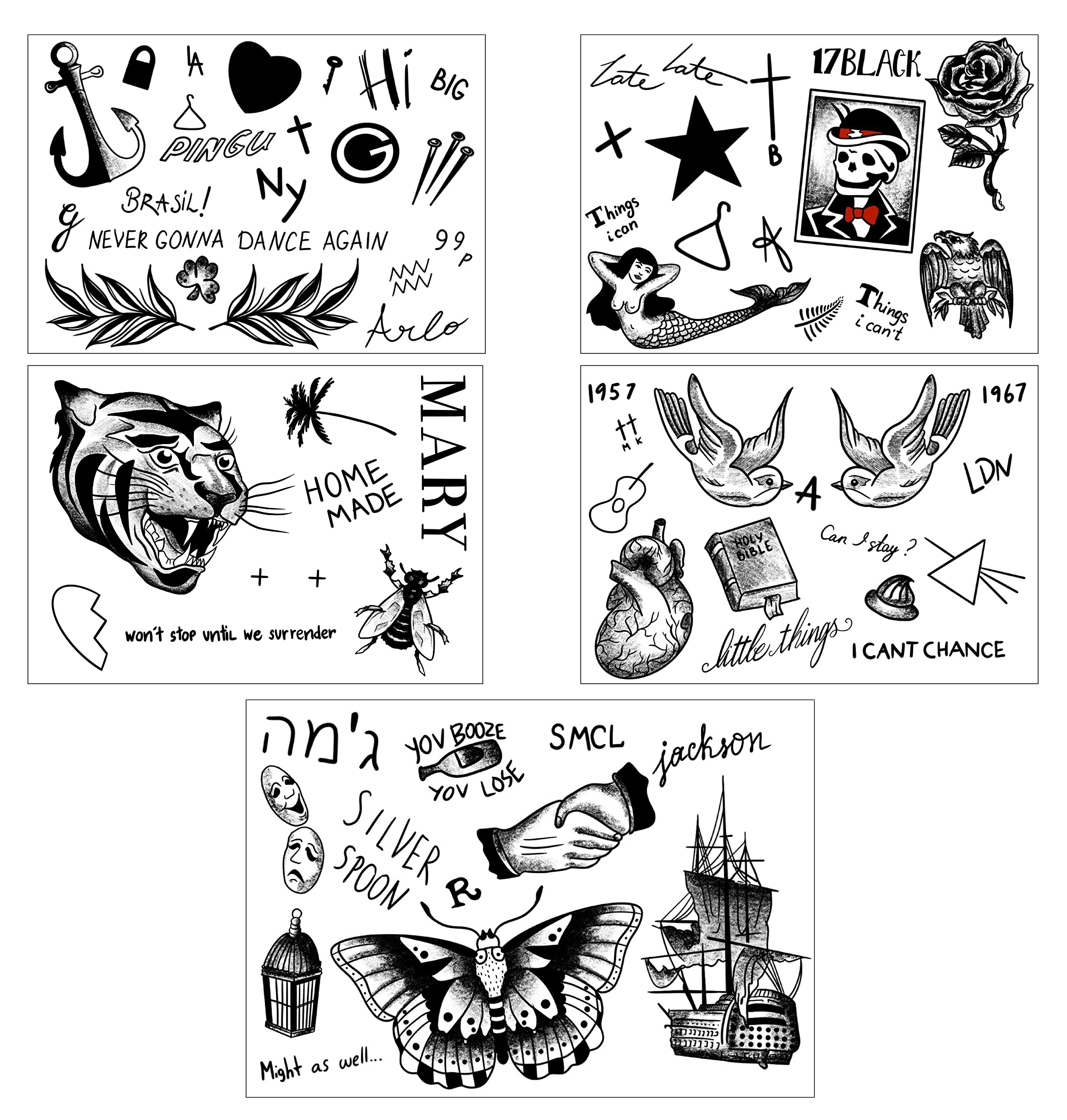 Ultimate Tattoo Set - Singer - Over 65 Tattoos - Perfect For Concerts, Halloween, Cosplay, Dress Up