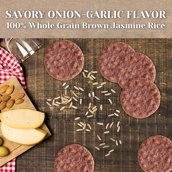EDWARD & SONS ONION GARLIC BROWN RICE SNAPS – RICE CRACKERS GLUTEN FREE, WHOLE GRAIN, OVEN BAKED, LOW SODIUM, LOW FAT, NON-GMO – 3.5 OZ, 12 PACK