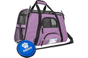 PetAmi Airline Approved Pet Carrier for Cat, Soft Sided Dog Carrier for Small Dog, Cat Travel Supply Accessories Indoor Cat, Ventilated Pet Carrying Bag Medium Large Kitten Puppy, Small Heather Purple