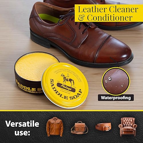Fiebing's Yellow Saddle Soap for Leather (12 oz Tin) Leather