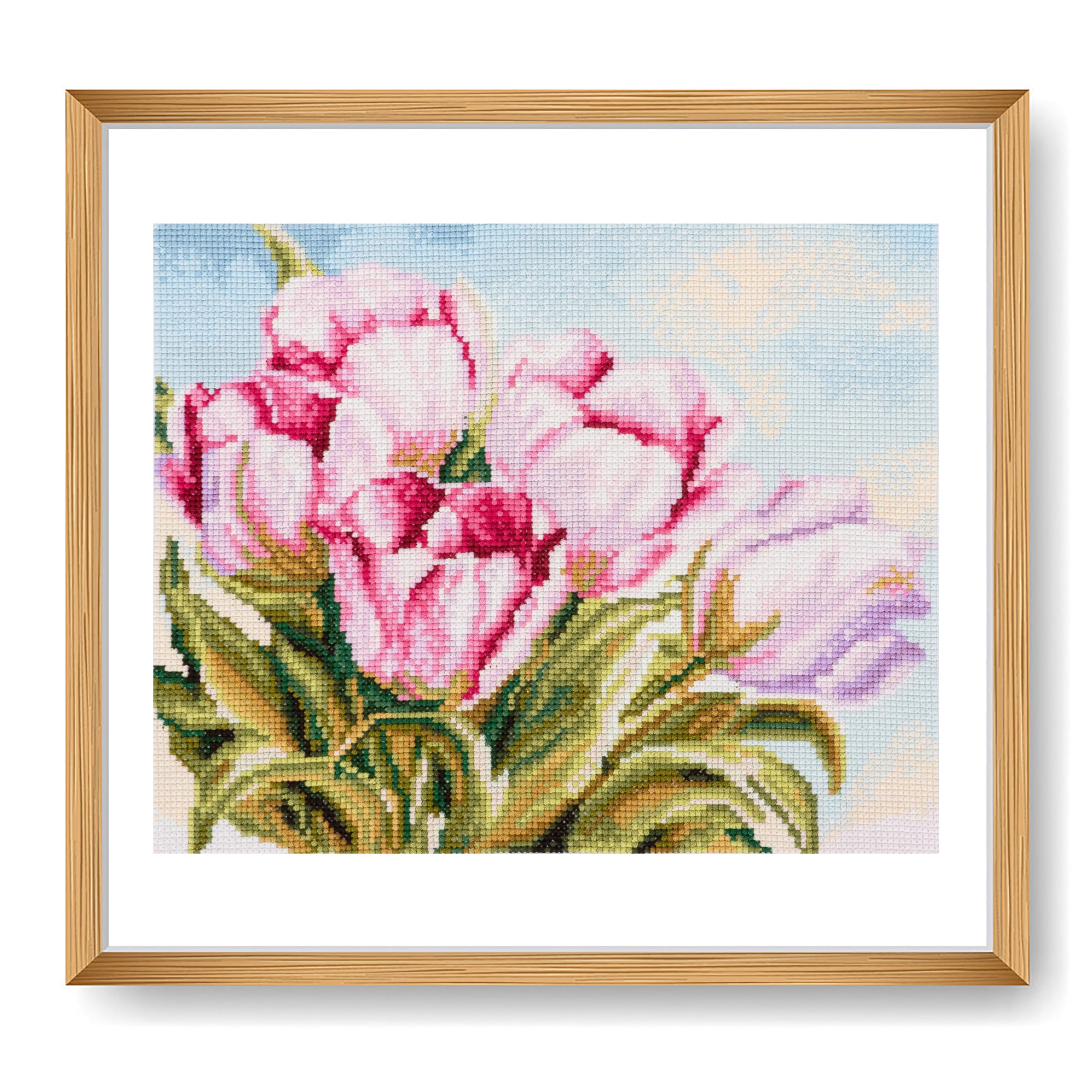 Trimits Large Cross Stitch Kits - Counted Embroidery Needlework for Adults Beginners Kids, Christmas Gifts Wall Art (Frame Not Included), 11 Count, Tulip