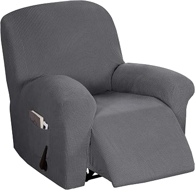 BellaHills Stretch Recliner Cover Charcoal Gray with Side Pocket