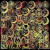 Yoksas 100Pcs Golden Holographic Glitter Constellations Zodiac Stickers - Transparent Shiny Celestial Astrology Stickers for Scrapbooking,Water Bottles,Laptops,Journals