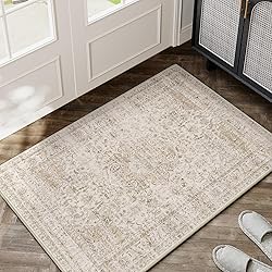 WondRg 2x3 Washable Beige Vintage Area Rug for