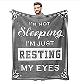 kituzol Birthday Gifts for Men, Father's Day Dad Gifts, Funny Gift for Men, Retirement Present for Grandpa, Dad Husband Blanket, I'm Not Sleeping, I'm Just Resting My Eyes, Nap Blanket (50" x 60")