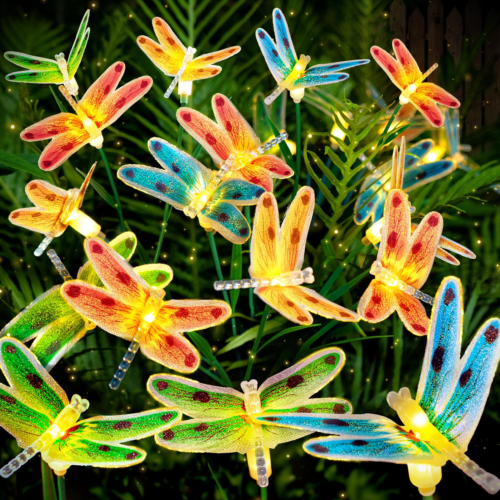 Solar Dragonfly Lights Outdoor Decor Garden Fairy Light Waterproof