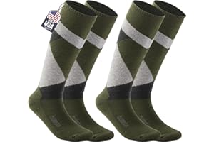 SAMSOX 2-Pair Merino Wool Snowboard Socks, Made in USA Midweight with Full Cushion, OTC Ski Socks for Men & Women (Loveland)