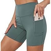 Rataves Women's 6 Inch Athletic Yoga Shorts with Pockets Tummy Control High Waisted Shorts(002)