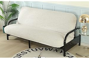 OctoRose Full Size 3 Side Zipper Upholstery Thick Linen Beige Futon Cover Sofa DayBed Mattress Slipcover Couch Protector (Linen-Beige, Full Size)