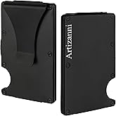 Artizanni Minimalist Wallet for Men, Metal Aluminum Money Clip Wallet, RFID Blocking Slim Cash Credit Card Holder SD 023 (Black)