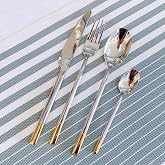 Silverware Set Service for 6, IKXO 24-Piece Modern Stainless Steel Flatware Cutlery Set, Dinnerware sets Include Fork Knife and Spoon Set, Mirror Polished