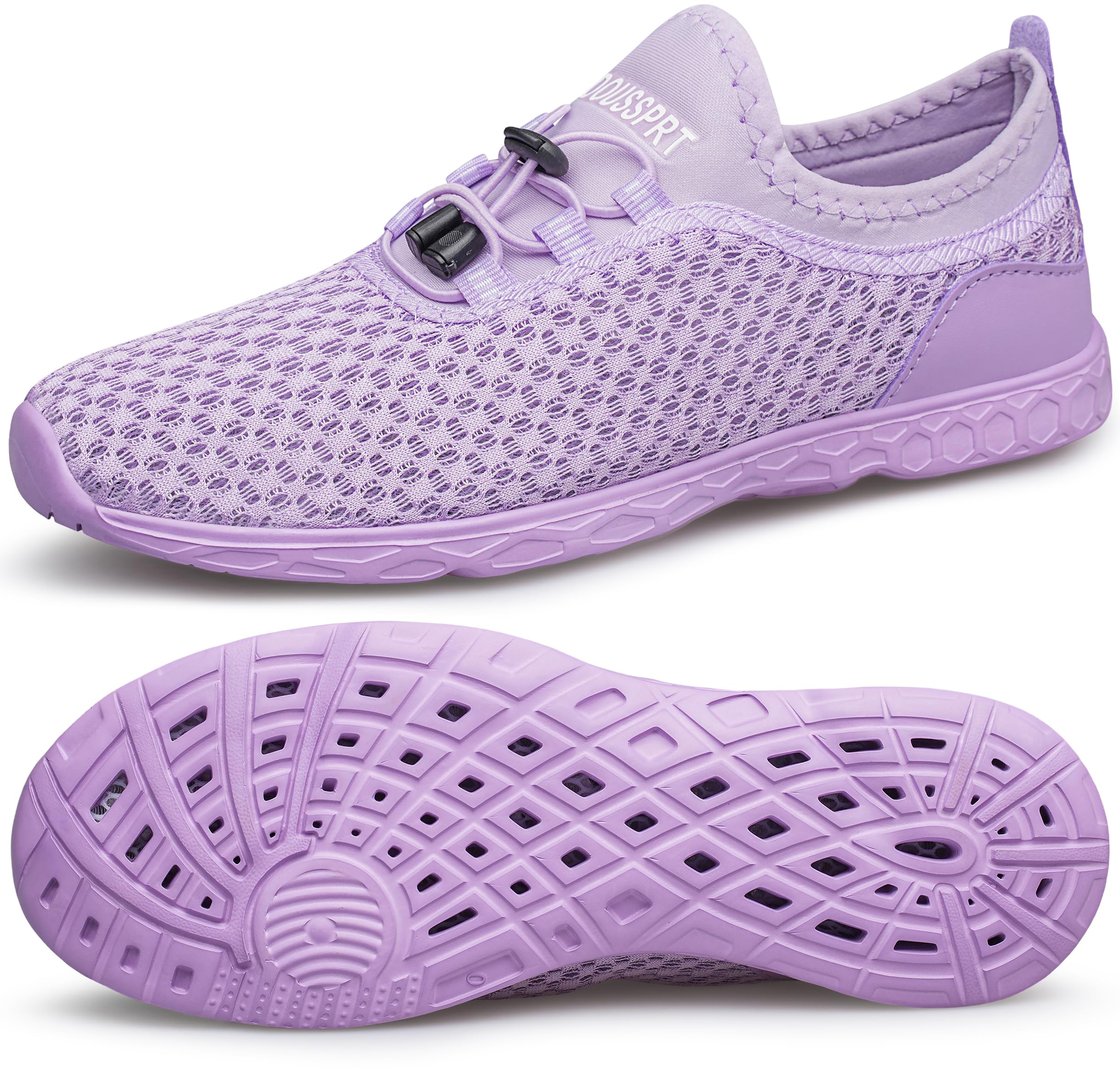 DOUSSPRT Women's Water Shoes Quick Drying Sports Aqua Shoes AllPurple 7.5 Image