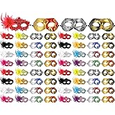 Sratte Mardi Gras Couple Masquerade Mask with Feather Flower Unisex Half Face Venetian Mask for Carnival Parade Valentine