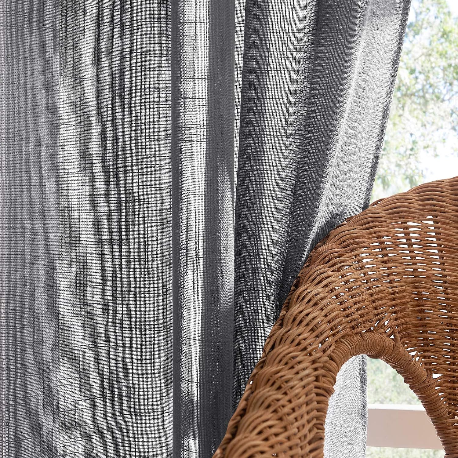 PONY DANCE Grey Sheer Curtains 63 Inch Drop - Image 4