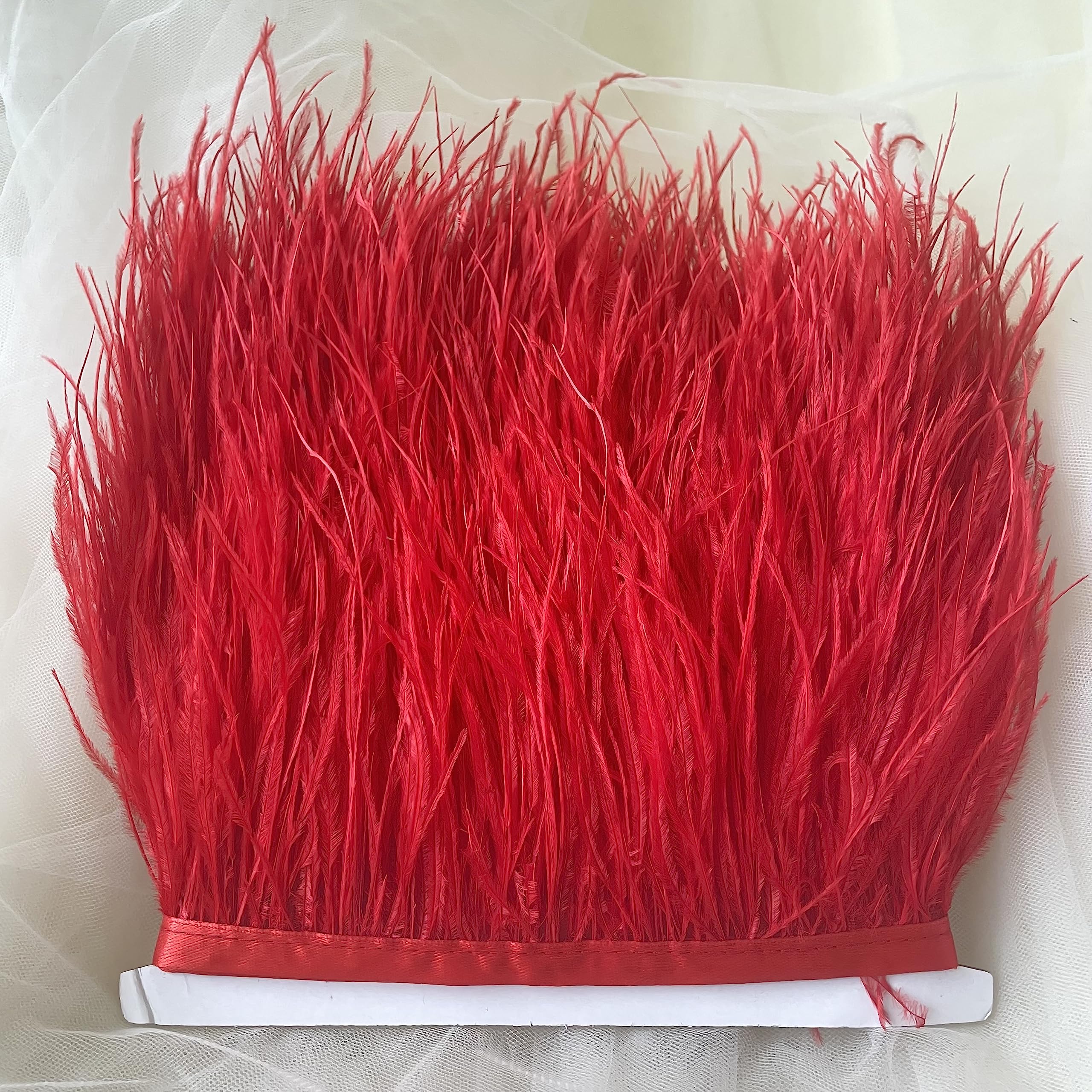 34 Colours Quality Ostrich Feather Trimming Fringe for Millinery Craft Dress Making (Red)