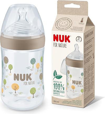 NUK for Nature Baby Bottle Medium Teat 260 ml Temperature Indicator Beige