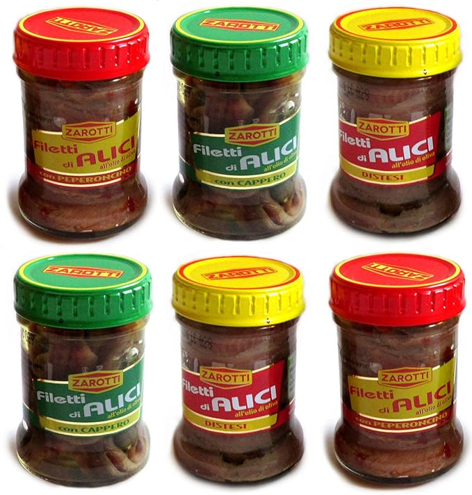 Zarotti Anchovy Fillets in Olive Oil (Flat, with Hot