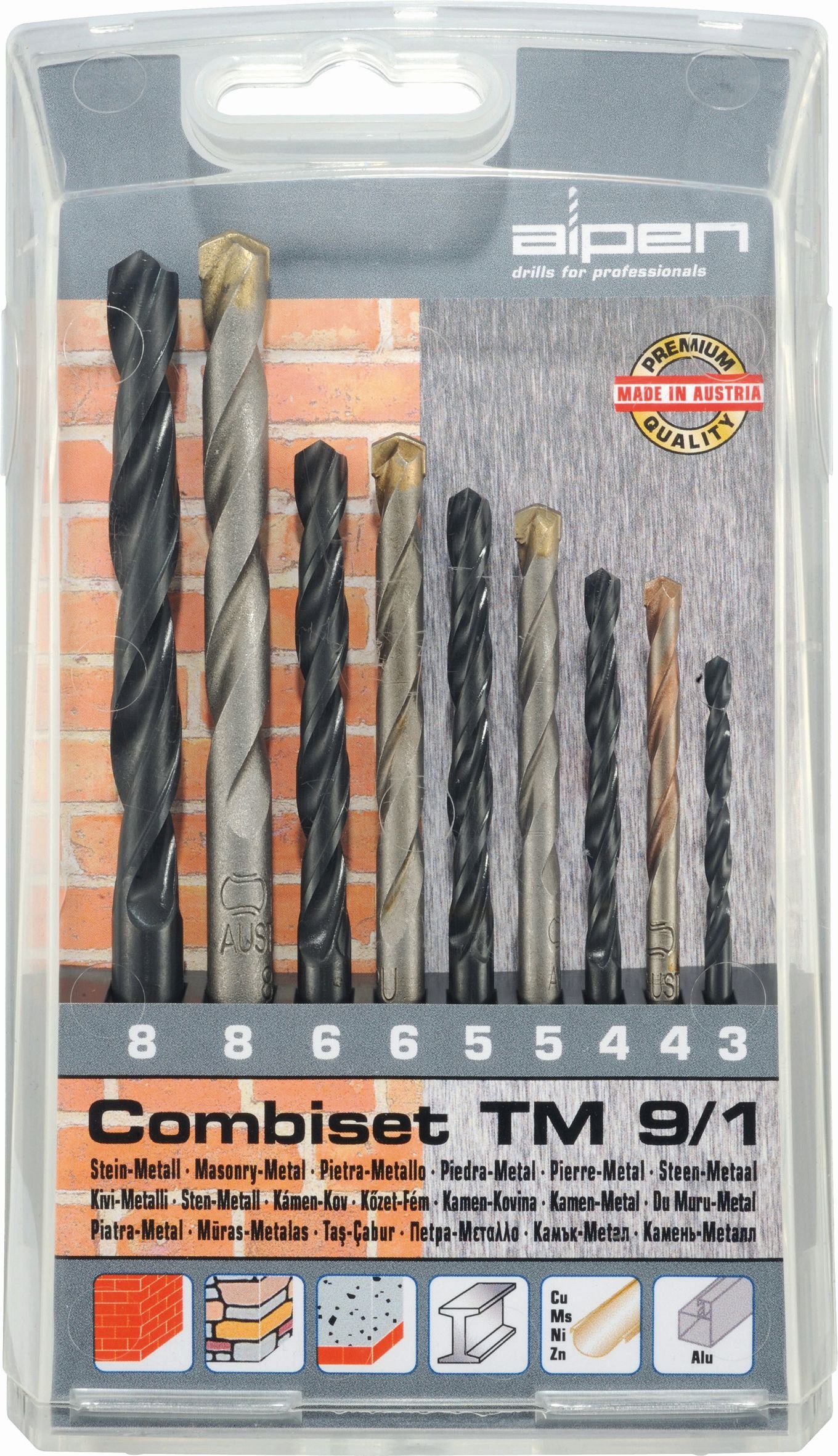 Alpen 802122100 Drill Bit Case "Long Life" TM 9/1 HSS, 0 V, Grey