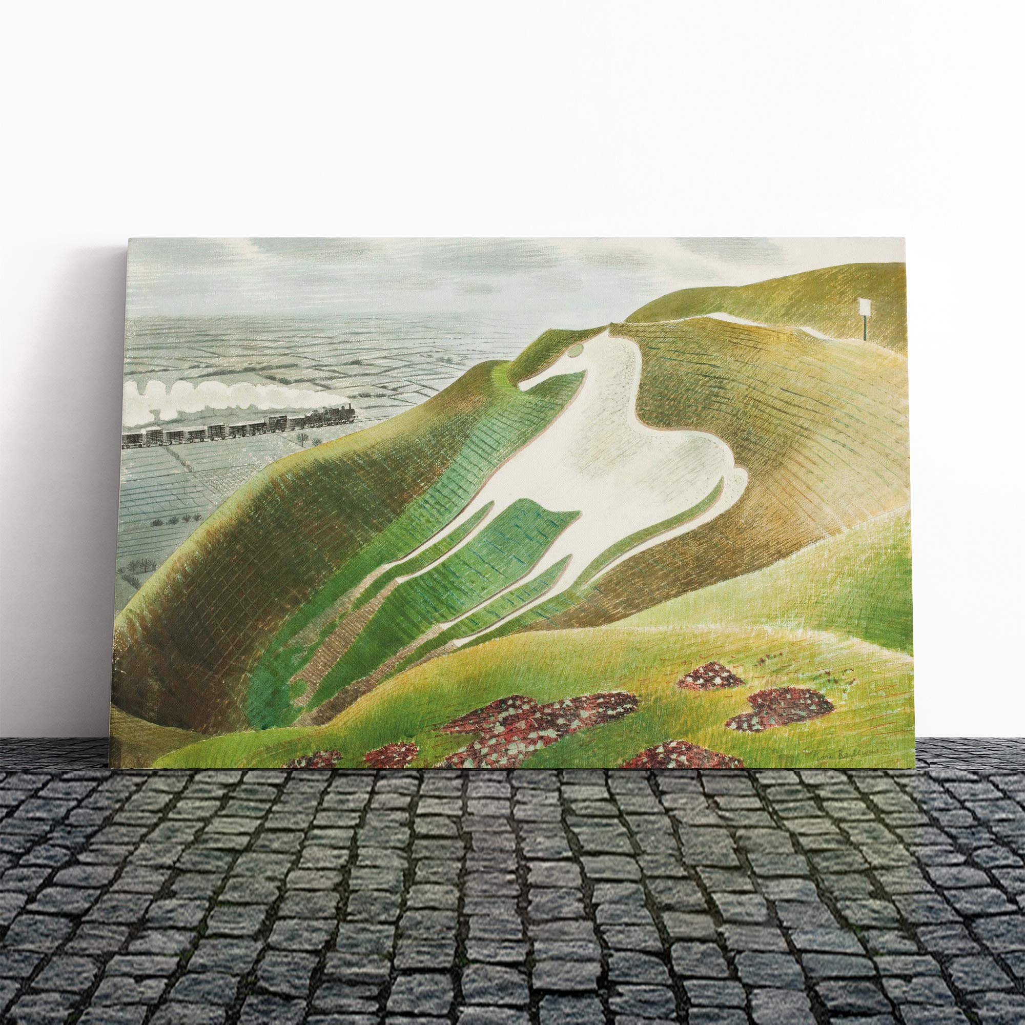 Eric Ravilious Westbury Horse Canvas Print | Gallery Wrapped 30mm Frame Wall Art | 20x14 inches | Ready to Hang | Modern Animals Picture | Living Room Bedroom Lounge Office