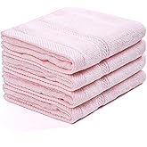 4 Pcs Pink Fingertip Towels for Bathroom - 11 x 18 Inches, Extra Absorbent and Soft Terry Towels for Sensitive Skin, Quick Dry