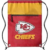 FOCO NFL Officially Licensed Unisex Team Color Football Primary Logo Wordmark Drawstring Backpack With Zippered Pocket - Kansas City Chiefs