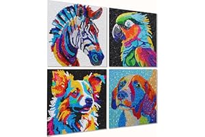 AyuqEjus Diamond Art Kits for Kids,4 Pack Diamond Art for Kids, Arts & Crafts for Kids Ages 8-12,Gem Art Painting 6" X 6" (4-zebra-02)