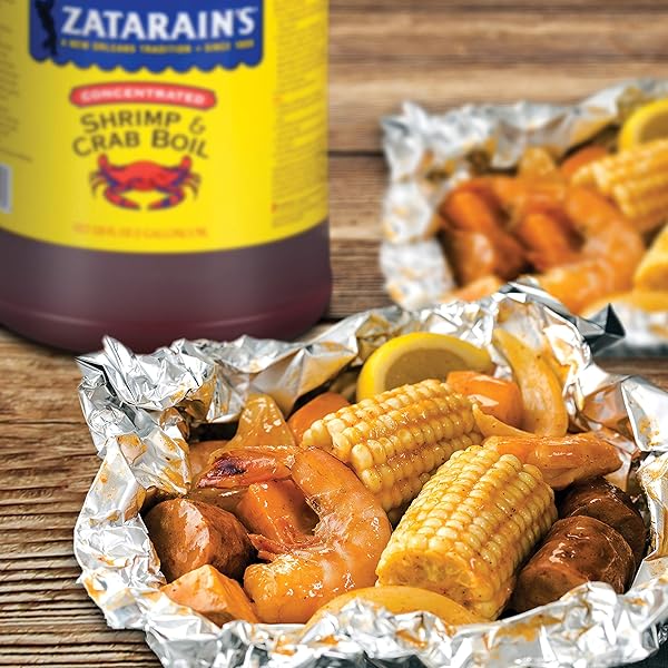 ZATARAIN’S CONCENTRATED SHRIMP & CRAB BOIL, 1 GAL – ONE GALLON BULK CONTAINER OF LIQUID CRAB BOIL TO ADD FLAVOR TO SEAFOOD, POTATOES, CORN, VEGETABLES AND MORE