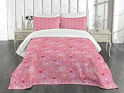 Lunarable Pig Bedspread, Funny Snouts of Pigs with
