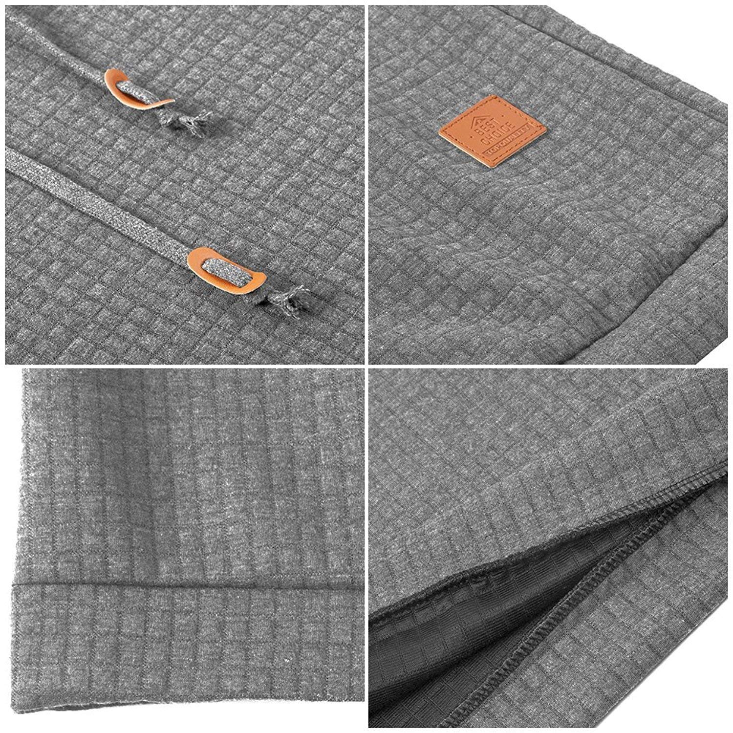 Poplover Mens Solid Casual Sweatshirts Long Sleeve Pullover Hoodies Light Grey Medium