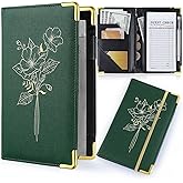 Lemmeko Server Books for Waitress, PU Leather Server Book with Zipper Pockets, Flower Pattern Waitress Book with Pen Holder Fit Server Apron Check Presenters for Restaurants