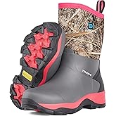 Trudave Rubber Rain Boots for Women, Neoprene Insulated Mud Work Boots, Anti-slip Breathable Mid-calf Womens Waterproof Boots for Garden, Water Fishing, Size 6-11