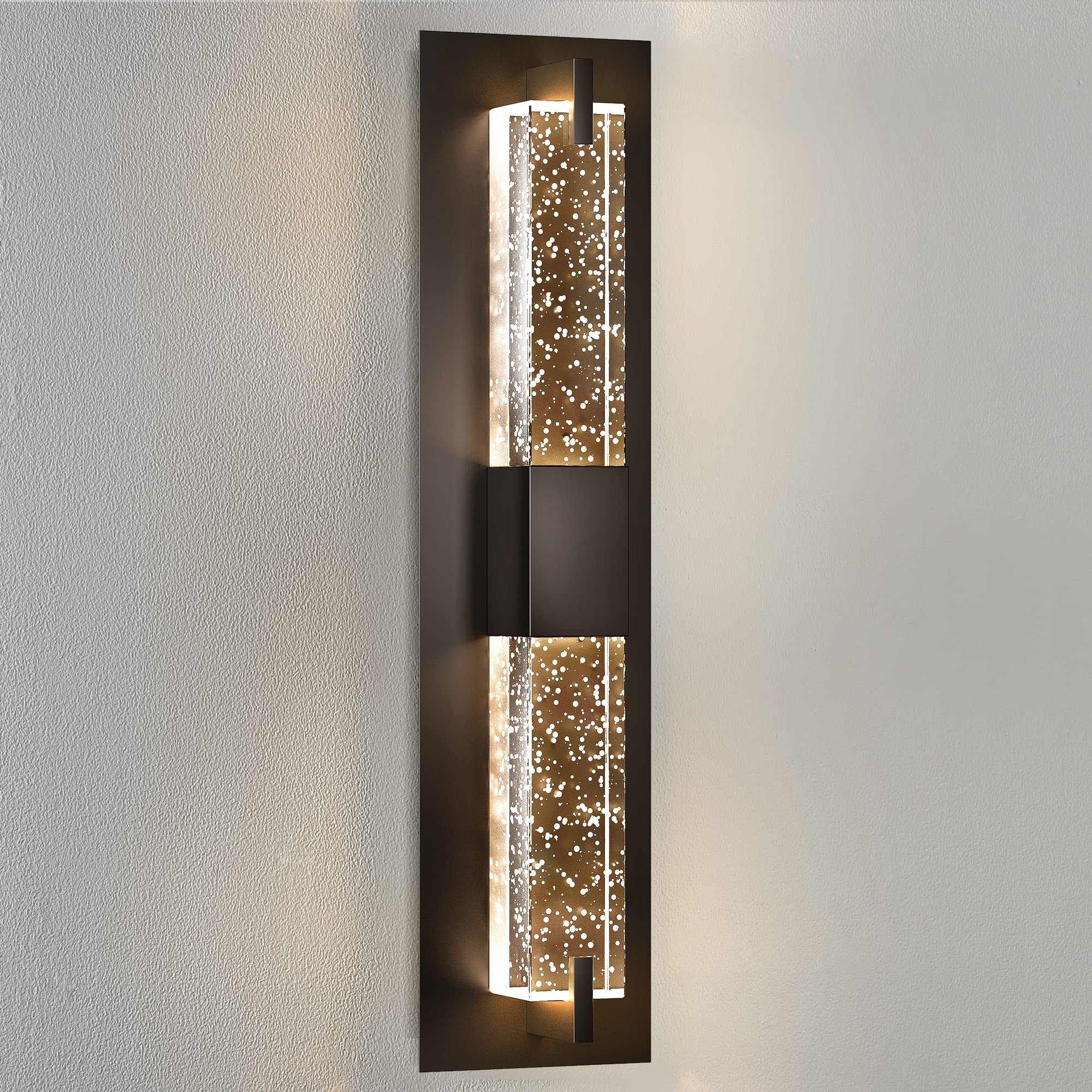 WOSHITU LED Wall Sconce Light: 19 Inch Black Modern Sconces Wall