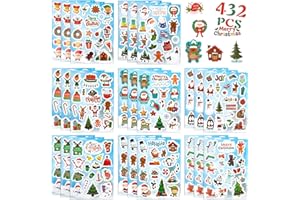 PSXUIE Christmas Stickers, Christmas Crafts Stickers for Kids, 432 PCS Self-Adhesive Winter Holidays Sticker Xmas Decorative Sticker Labels Stocking Stuffers for Kids for Xmas Gifts Party Favors Supplies