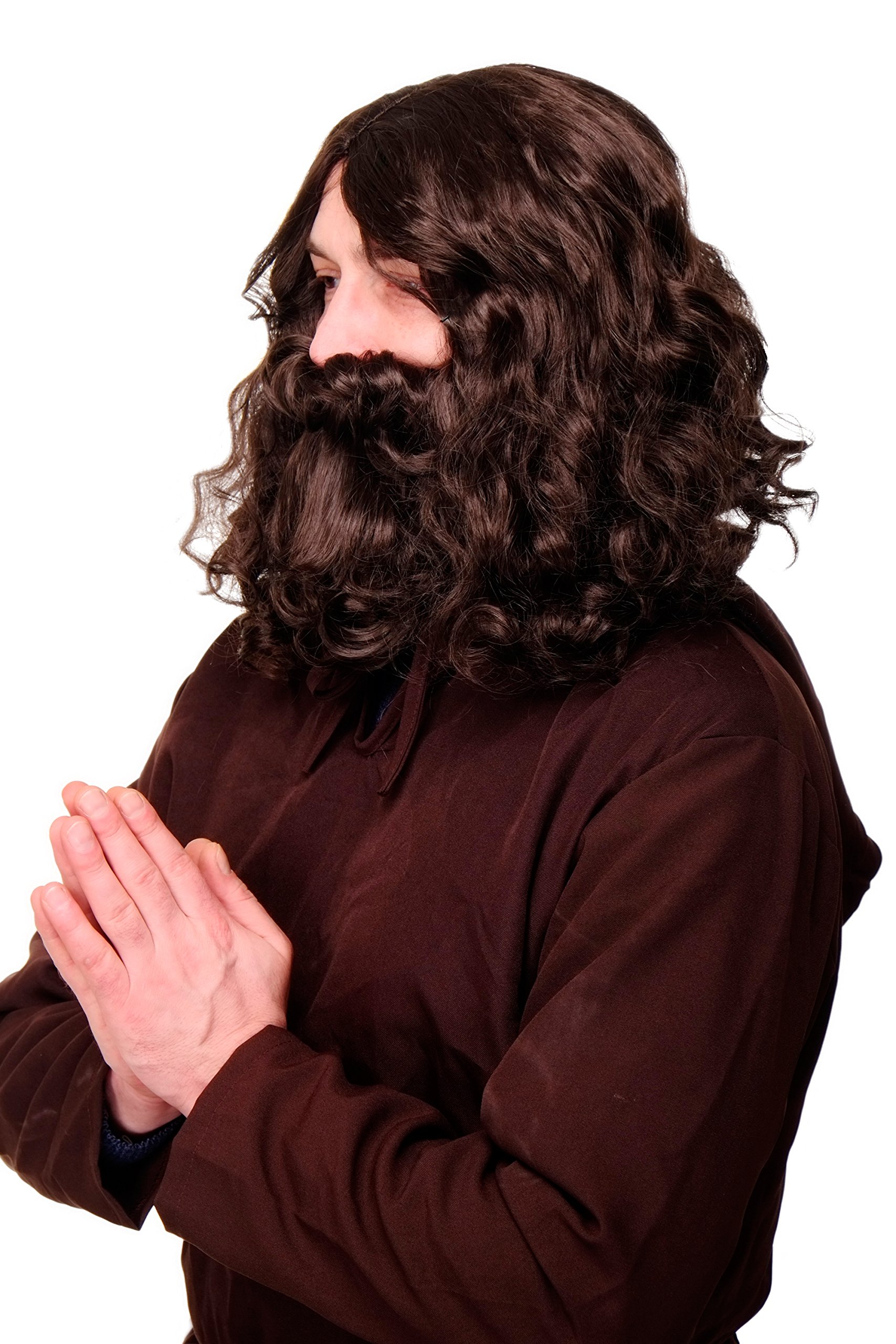 WIG ME UP - Party/Fancy Dress/Halloween brown Wig & Beard MOSES Prophet Messiah Hippy Hipster Monk — image 1