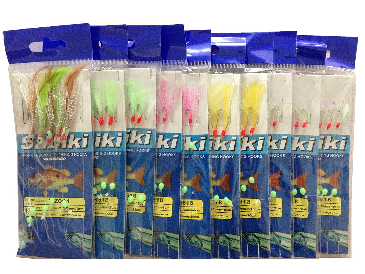 バーゲンで テンヤ B01ctn5vdq 10パック淡水 海水釣りサビキ釣り餌リグ魚スキン フェザーフック Assorted Jt Amigo 超目玉 12月