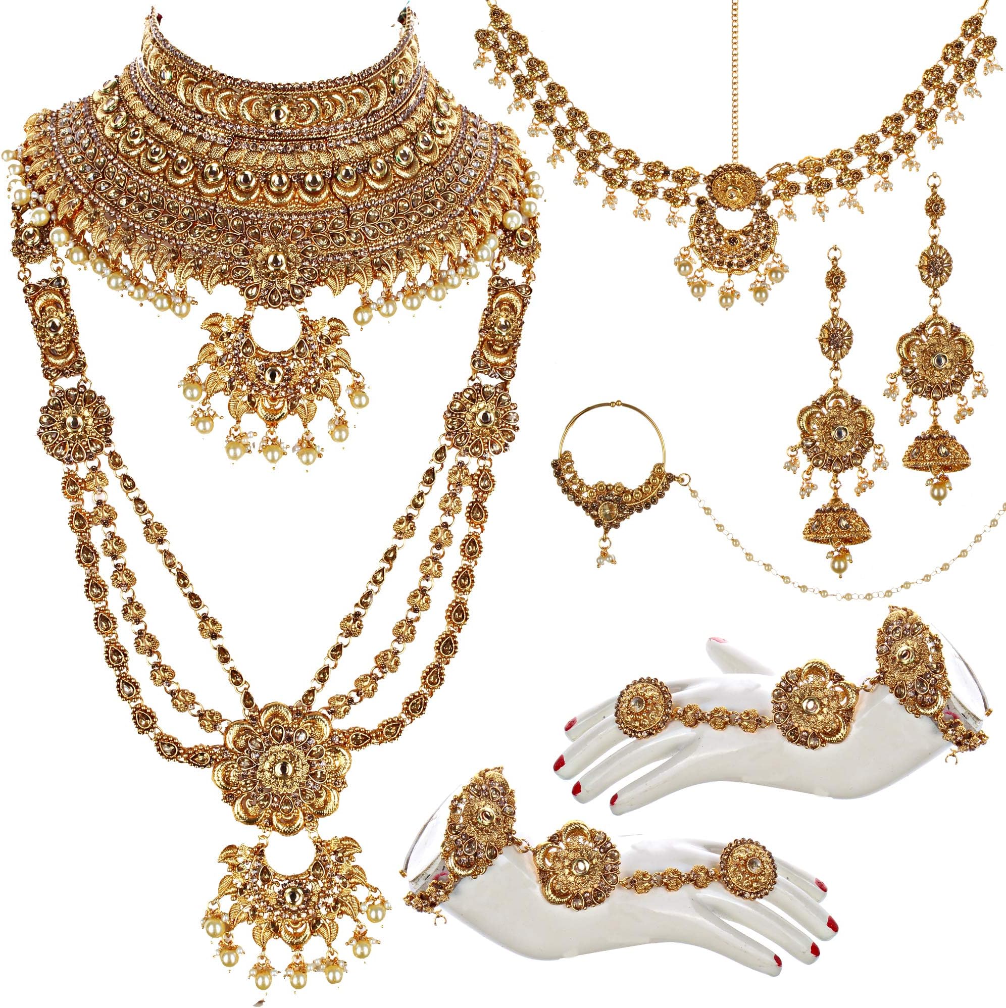 Lucky Jewellery Bridal Dulhan Alloy Gold Plated Jewellery Set for Girls & Women